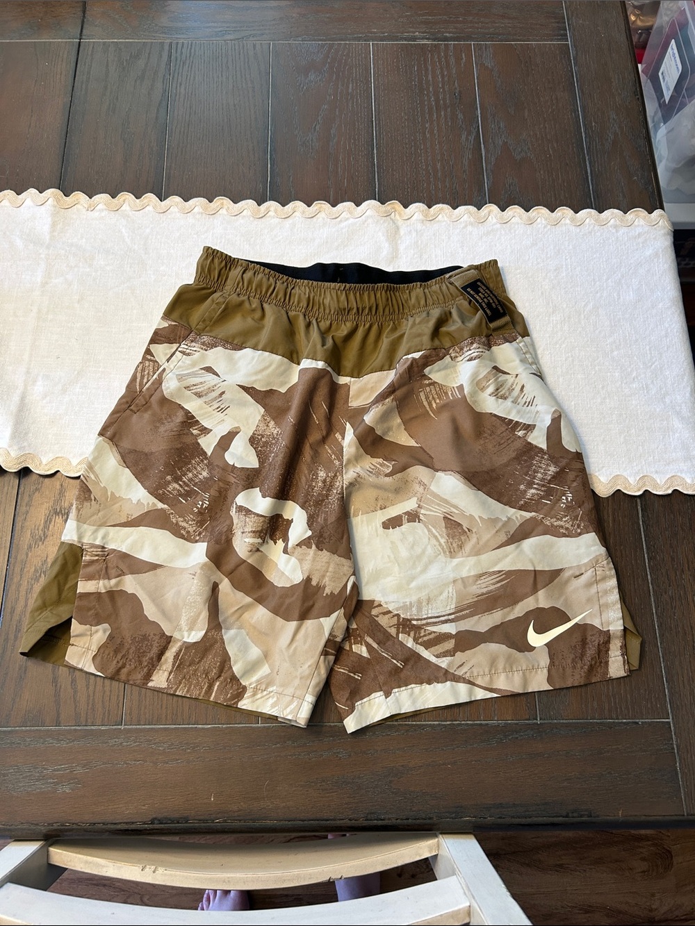 Nike Men’s Brown and Tan Camo Athletic Shorts